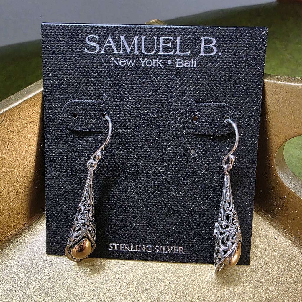 Samuel B. Silver And Gold Teardrop Earrings